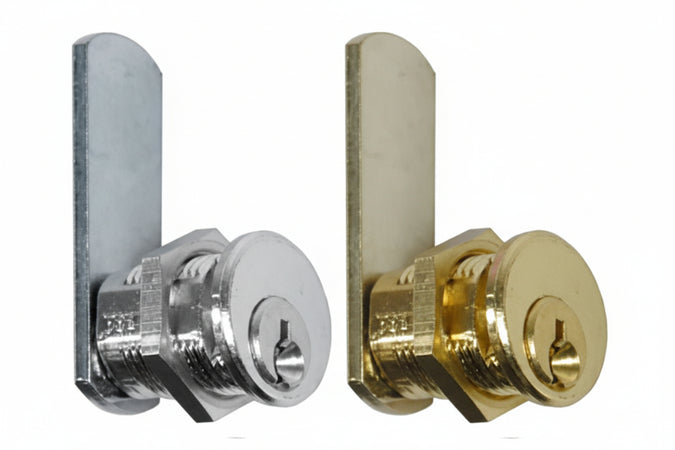 Cilindri A Leva Per Armadietti- - Mm.25 - Ø Mm.16 - Cilindro In Ottone Nichelato - 5 Pezzi Meroni