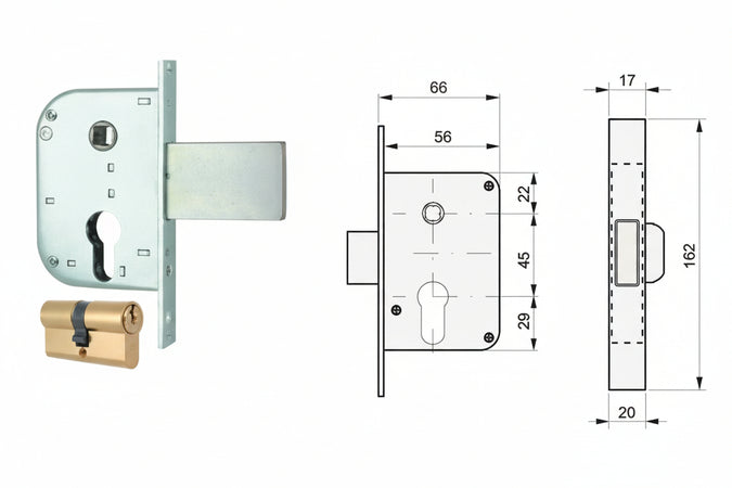 Serratura Infil. Canc. Solo Scr. C/Disp. Blocc.+ Quadro Cil. Sag. 132- - Mm.30 (132.30.0) - 2 Pezzi Mg