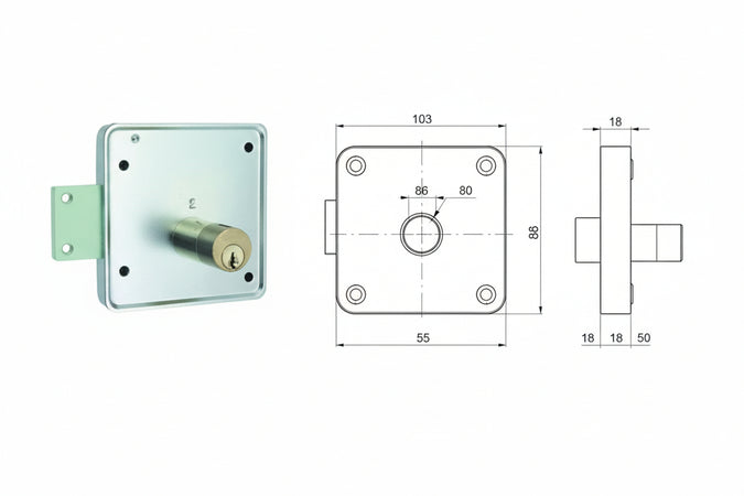 Serrature Applic. Per Cancelli 2 Mand. Solo Catenaccio Cil. Fisso 426- - Mm.55 (426.55.2) Sx - 2 Pezzi Mg