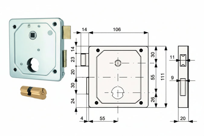 Serrat. Applic. Cancelli 2 Mand. E Scr. Sep. + Quadro Cil. Tondo 437- - Mm.55 -Cil. Tondo Ø Mm.26X78 (27X51) (437.55.8) - 2 Pezzi Mg