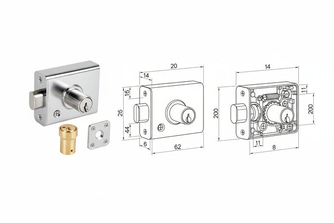 Serratura Da Infilare Per Montanti Catenaccio E Rullo Con Cilindro 913 Mm.14 (913.14.1) Mg