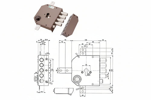 Serratura Triplice Da Applicare Con Scrocco Cilindro Europeo 38630 Mm.60 Dx (38630Vd00) Mottura