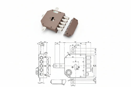 Serratura Quintuplice Applicare Senza Scrocco Cilindro Europeo 38640 Mm.60 Sx (38640Vs00J) Mottura