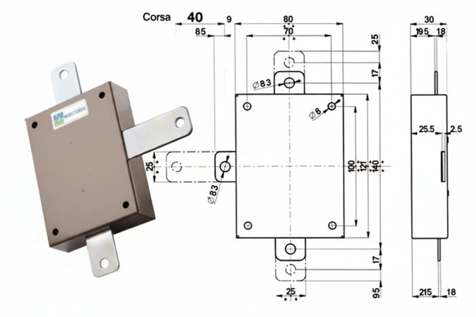 Deviatore Applicare Per Serrature Quintuplici Serie 20/30 96143 Per Serie 20/30 (96143V000) Mottura
