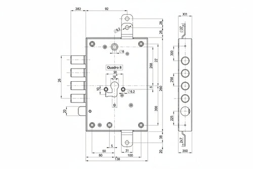 Serratura Triplice Applicare Con Scrocco Cil. Eur. Blindate 85571/28 Mm.63 Sx (85571S28N) Mottura