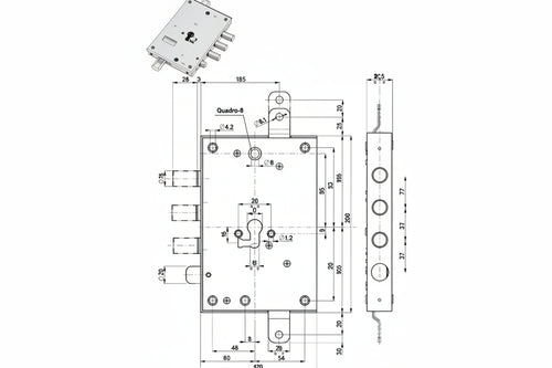 Serratura Triplice Applicare Con Scrocco Cil. Eur. Blindate 85571/37 Mm.63 Dx (85571D37N) Mottura