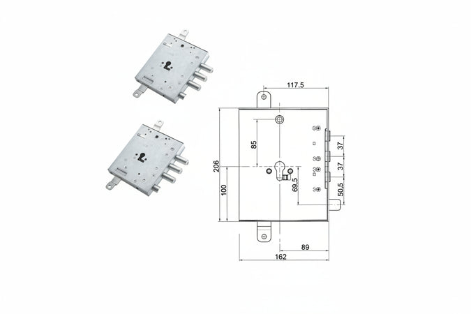 Serratura Tripl. Applic. Scrocco Cil. Eu. Blindate Gardesa 898571Grld Mm.89 Dx (898571Grld Dx) Mottura