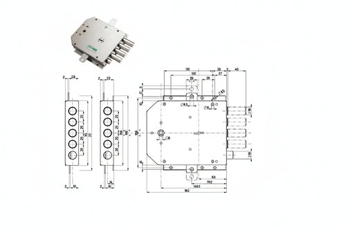 Serratura Triplice Applicare Con Scrocco Doppia Mappa Blindate 50555 Mm.63 Sx (50555S) Mottura