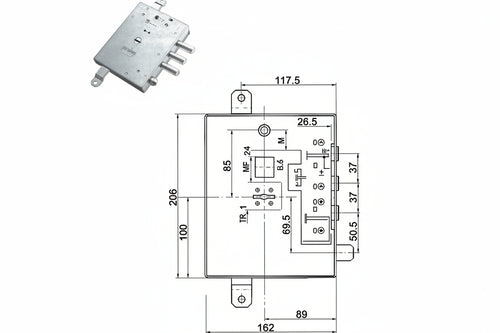 Serratura Tripl. Applicare Scrocco D/Mappa Blind. Gardesa 89R571Gd/17 Mm.89 Dx (89R571Gd/17 Dx) Mottura
