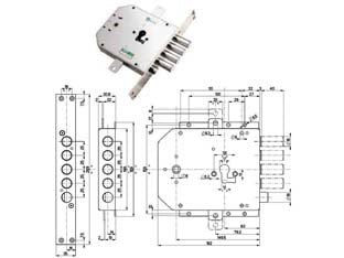 Serratura Triplice Infilare Con Scrocco Cil. Europeo Blindate 85735 Mm.63 Dx (85735D) Mottura