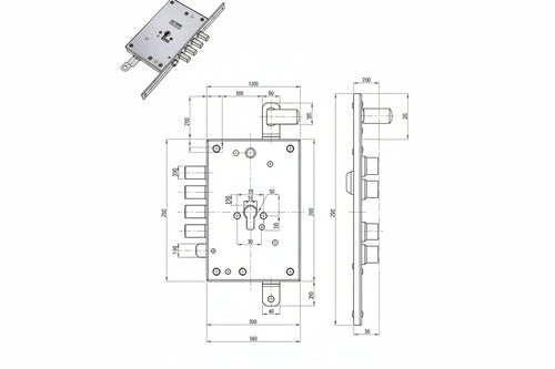 Serratura Triplice Infilare Con Scrocco Cil. Europeo Blindate 85771/28 Mm.63 Sx (85771S28N) Mottura