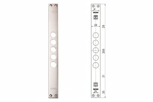Contropiastre Per Serrature Porte Blindate 94254 Interasse Mm.37, Mm.35X356X3 (942540037) Mottura