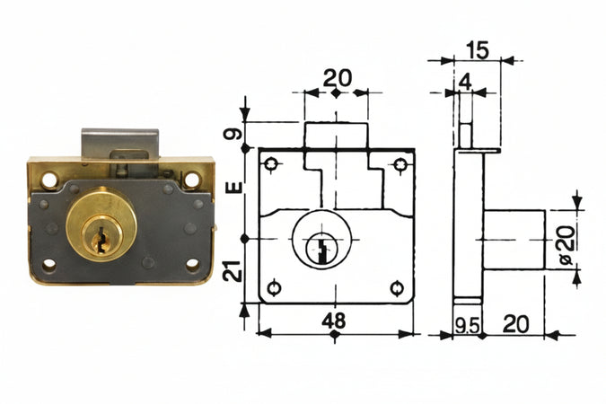 Serratura Da Applicare 1/2 Scatola Con Cilindro Una Mandata Mm.20 Mrcas