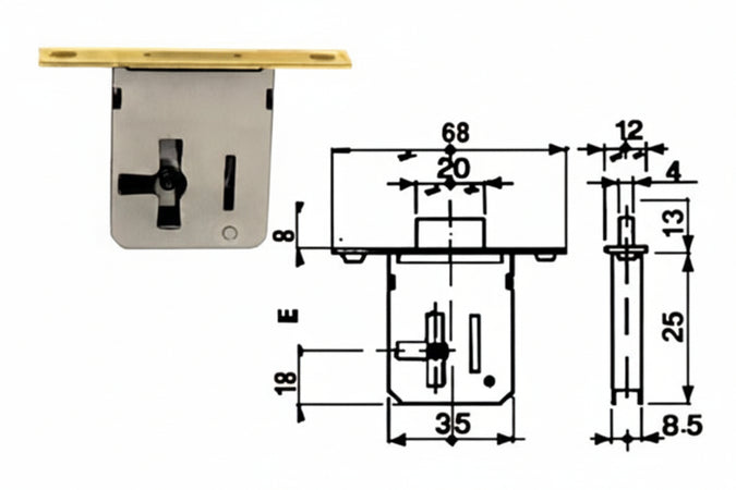 Serratura Da Infilare 1 Leva Bordo Ottonato- - Mm.30 Sx - 5 Pezzi Mrcas