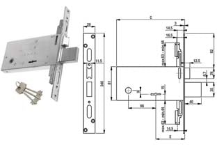 Serratura Tripl. Infil. Per Fasce D/Mappa Caten. E Scr. Mm.81 H F6873 Mm.70 (F6873) Nuova Feb