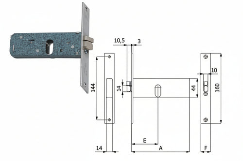 Elettroserratura Da Infilare Per Fasce Mm.44 H 399 Mm.60 Dx (399) Omec