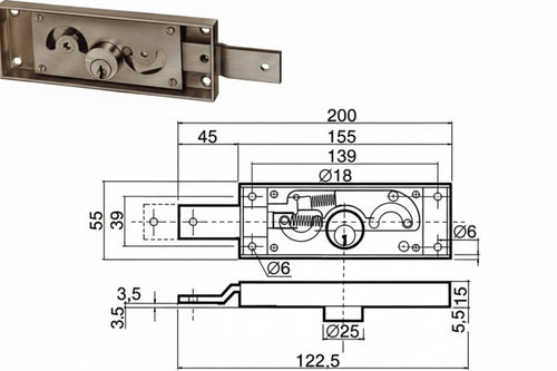 Serratura Serranda Laterale Cilindro Fisso Tondo- - Dx-Sx Accoppiata Ka (0711.001) - 1 Coppia Prefer