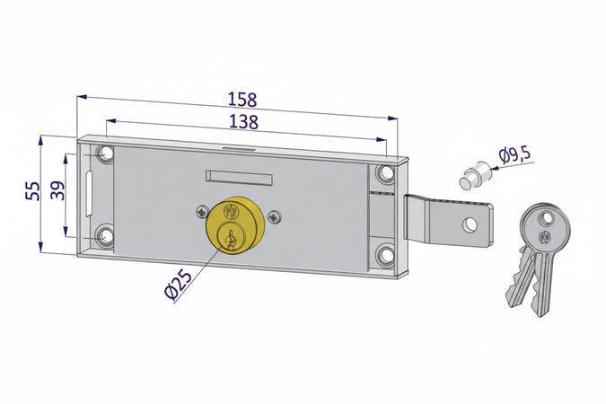 Serratura Per Serranda Laterale Cilindro Fisso Tondo- - Dx (2275Dzb4508Xx2) - 2 Pezzi Securemme