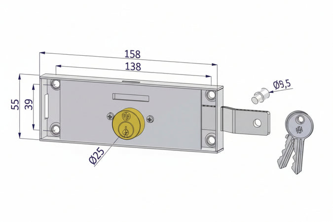 Serratura Per Serranda Laterale Cilindro Fisso Tondo- - Sx (2275Szb4508Xx2) - 2 Pezzi Securemme