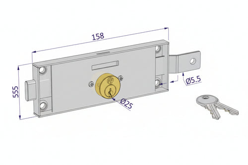 Serratura Per Serranda Laterale Cilindro Fisso Tondo- - Dx/Sx Accoppiate Ka (2285Xzb4508Xx3) - 1 Coppia Securemme