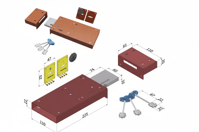 Serratura Applicare Doppia Mappa 2304 Mm.50 Sx (2304Sma50Xxaf3) Securemme
