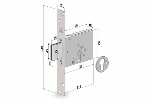 Serratura Infilare Profilo Europeo 3 Mandate 2051 Mm.60 (2051Xzb6025) Securemme