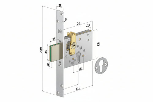 Serratura Infilare Profilo Europeo 3 Mandate 2051 Mm.70 (2051Xzb7025) Securemme