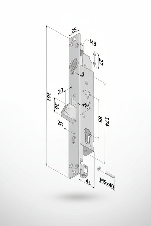 Serratura Triplice Extension Profilo Europeo Per Persiane 2153 Mm.30 (2153Xzb3025) Securemme