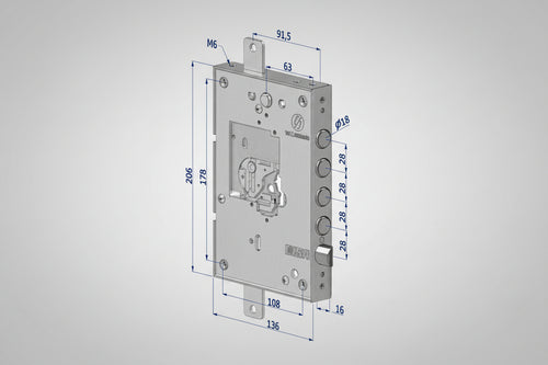 Serratura Triplice Applicare Per Porte Blindate Nuda S/Cuore Int.28 25 Dx (2501Dcr0328) Securemme