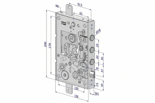 Serratura Triplice Applicare Per Porte Blindate Nuda S/Cuore Int.37 25 Dx (2501Dcr0337) Securemme
