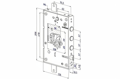 Serratura Triplice Applicare Per Porte Blindate Nuda S/Cuore Int.37 25 Sx (2501Scr0337) Securemme