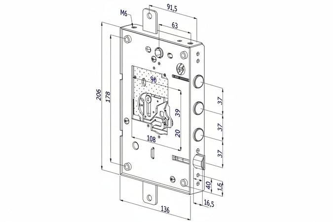 Serratura Triplice Applicare Per Porte Blindate Nuda S/Cuore Int.37 25 Sx (2501Scr0337) Securemme