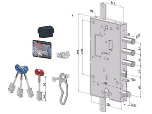 Serratura Triplice Applicare Porte Blindate D.M.+C.Eur.Rev. Int.37 244 (2441Dcr0337S56) Securemme