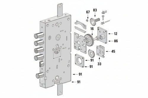 Serratura Triplice P/Porte Blindate Cilindro Europeo Reversibile 268 (2681Scr0328Cxx) Securemme