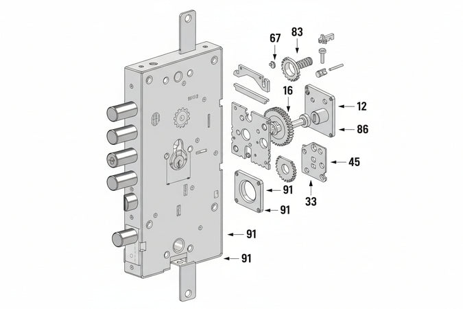 Serratura Triplice P/Porte Blindate Cilindro Europeo Reversibile 268 (2681Scr0328Cxx) Securemme