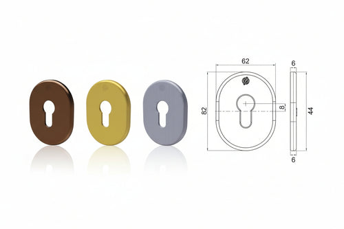 Mostrina Interna/Esterna Cilindro Europeo Serie T- - Mm.62X82X6 Ottone Lucido (4302Kol) - 5 Pezzi Securemme