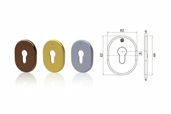 Mostrina Interna/Esterna Cilindro Europeo Serie T- - Mm.62X82X6 Ottone Lucido (4302Kol) - 5 Pezzi Securemme