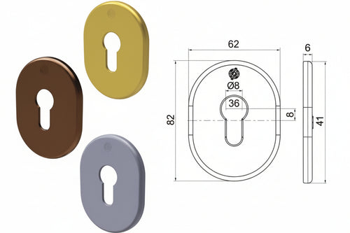Mostrina Interna/Esterna Cilindro Europeo Serie T Mm.62X82X6 All.Anodizzato Bronzato (4302Kf4) Securemme