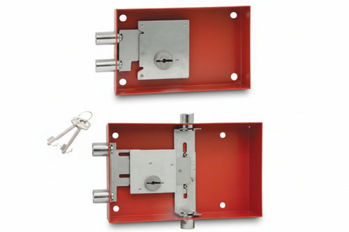 Serratura Con Chiave A Doppia Mappa Per Cassaforte X Mod.802A 2 Pist. Lat. Mm.190X116X33 Stark