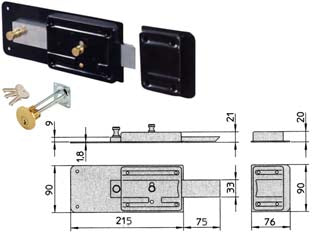 Ferroglietto Applicare Catenaccio 5 Mand. Scrocco Cilindro Staccato Mm.50 (1.7852/712) Viro