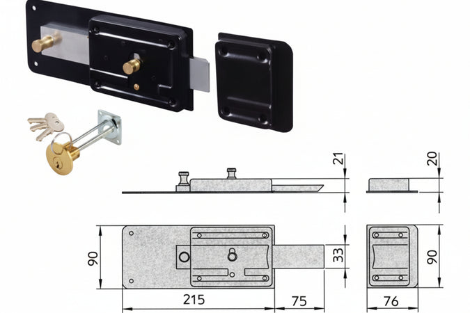 Ferroglietto Applicare Catenaccio 5 Mand. Scrocco Cilindro Staccato Mm.50 (1.7852/712) Viro