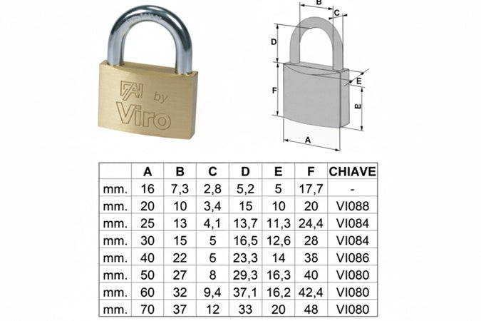 Lucchetto Arco Normale Fai By Viro- - Mm.50 (Art.555) - 6 Pezzi Viro