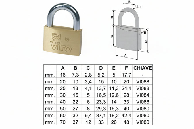 Lucchetto Arco Normale Fai By Viro Mm.70 (Art.557) Viro