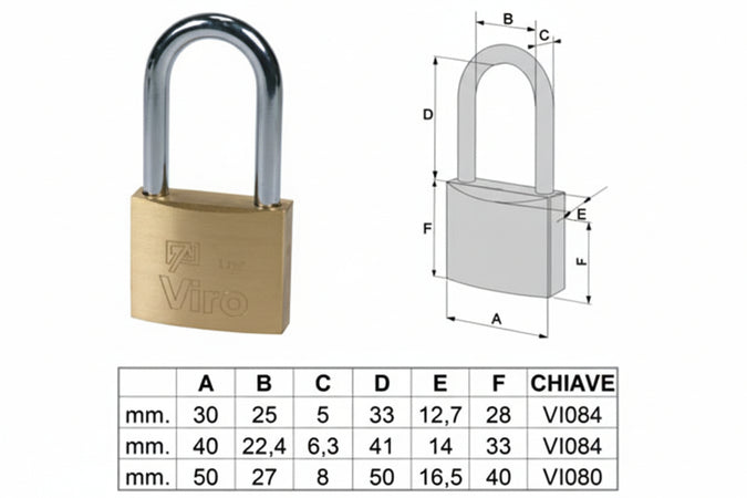 Lucchetto Arco Lungo Fai By Viro Mm.30 (Art.553.32) Viro