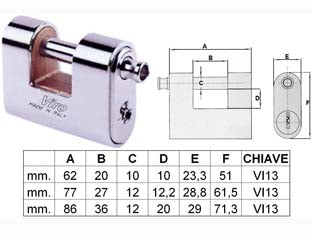 Lucchetto Corazzato A Una Bocca Panzer Mm.77 (Art.4116) Viro