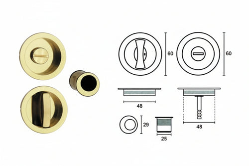 Kit Per Porte Scorrevoli Oro Lucido Mm.50 Frontale Con Incontro Oro Luc. (E0262S40) Telese