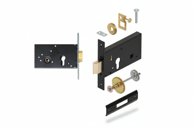 Serratura Da Infilare Per Fasce Catenaccio E Scrocco Mm.78 H 121 Mm.60 (12160010) Welka