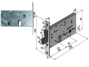 Elettroserratura Da Infilare Per Fasce Mm.78 H 306 Mm.70 (30670010) Welka