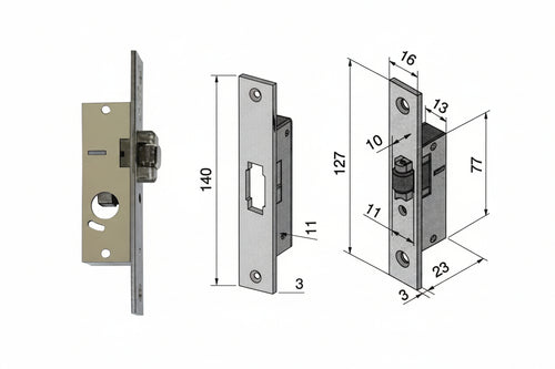 Serratura Da Infilare Per Montanti Solo Rullo 114 Mm.15 (11415010) Welka