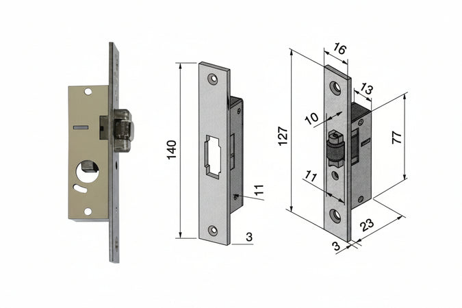 Serratura Da Infilare Per Montanti Solo Rullo 114 Mm.15 (11415010) Welka